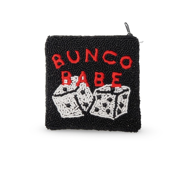 C. Marie Bunco Babe Coin Purse Women OS Black Beaded Dice Game Night Pouch - Picture 2 of 6